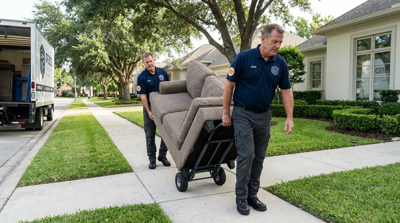 Local residential moving crew loading furniture in Middlebury, CT